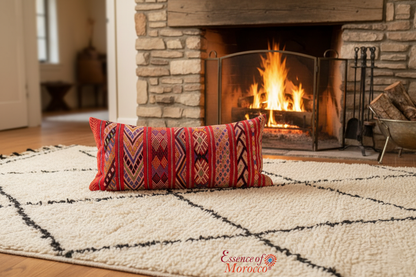 Moroccan Vintage Kilim Cushion Cover – Handmade Wool Boho Pillow (95x42cm) KC2