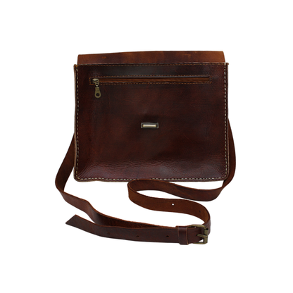 Moroccan Leather Bag Crossbody Satchel, Vintage Brown Tan Real Morocco Leather Shoulder Bag, Handmade Adjustable Strap  (MLB2)