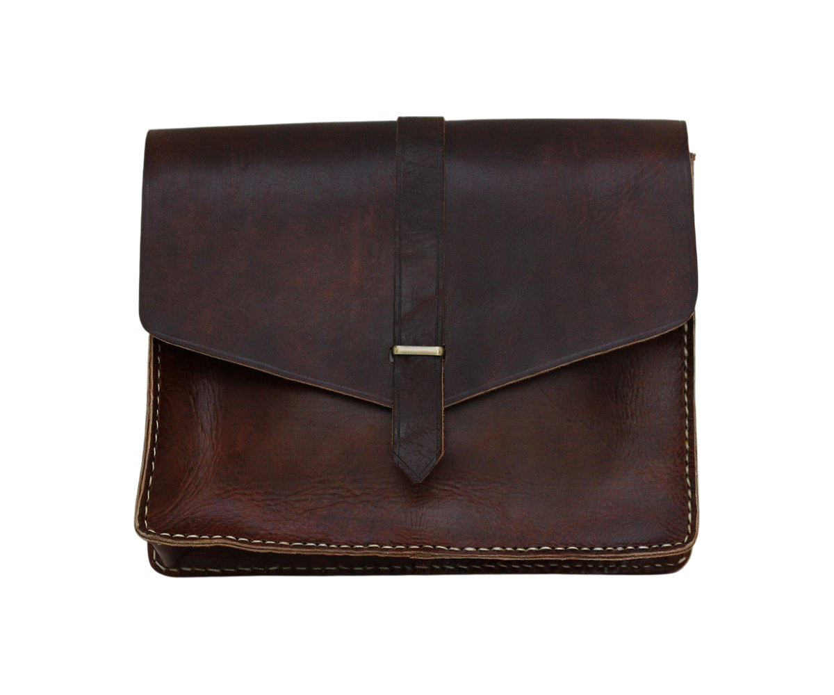 Moroccan Leather Bag Crossbody Satchel, Vintage Brown Tan Real Morocco Leather Shoulder Bag, Handmade Adjustable Strap  (MLB2)