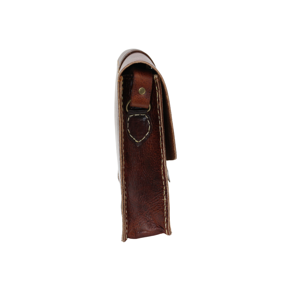 Moroccan Leather Bag Crossbody Satchel, Vintage Brown Tan Real Morocco Leather Shoulder Bag, Handmade Adjustable Strap  (MLB2)