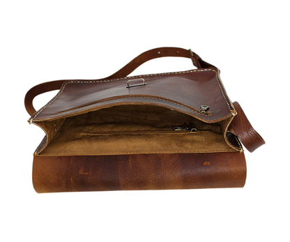 Moroccan Leather Bag Crossbody Satchel, Vintage Brown Tan Real Morocco Leather Shoulder Bag, Handmade Adjustable Strap  (MLB2)