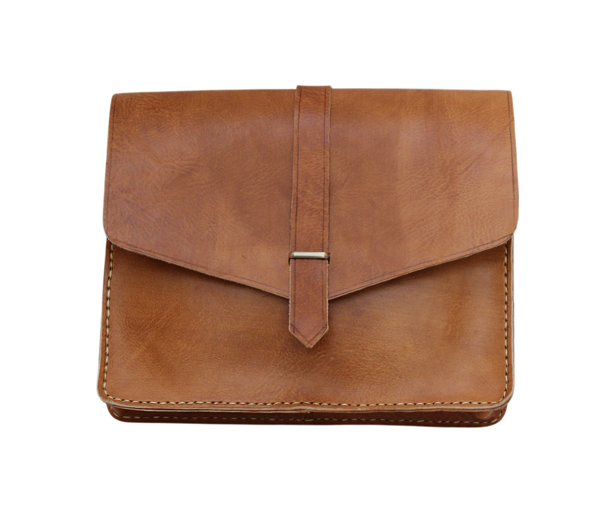 Moroccan Leather Bag Crossbody Satchel, Vintage Natural Tan Real Morocco Leather Shoulder Bag, Handmade Adjustable Strap  (MLB1)