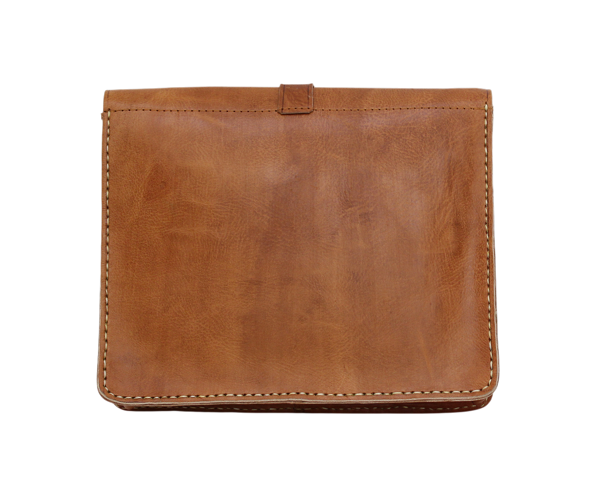 Moroccan Leather Bag Crossbody Satchel, Vintage Natural Tan Real Morocco Leather Shoulder Bag, Handmade Adjustable Strap  (MLB1)