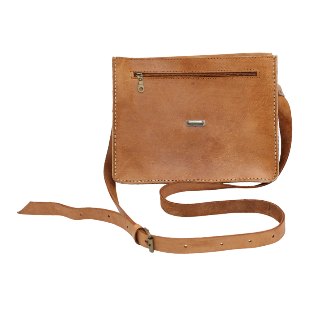Moroccan Leather Bag Crossbody Satchel, Vintage Natural Tan Real Morocco Leather Shoulder Bag, Handmade Adjustable Strap  (MLB1)