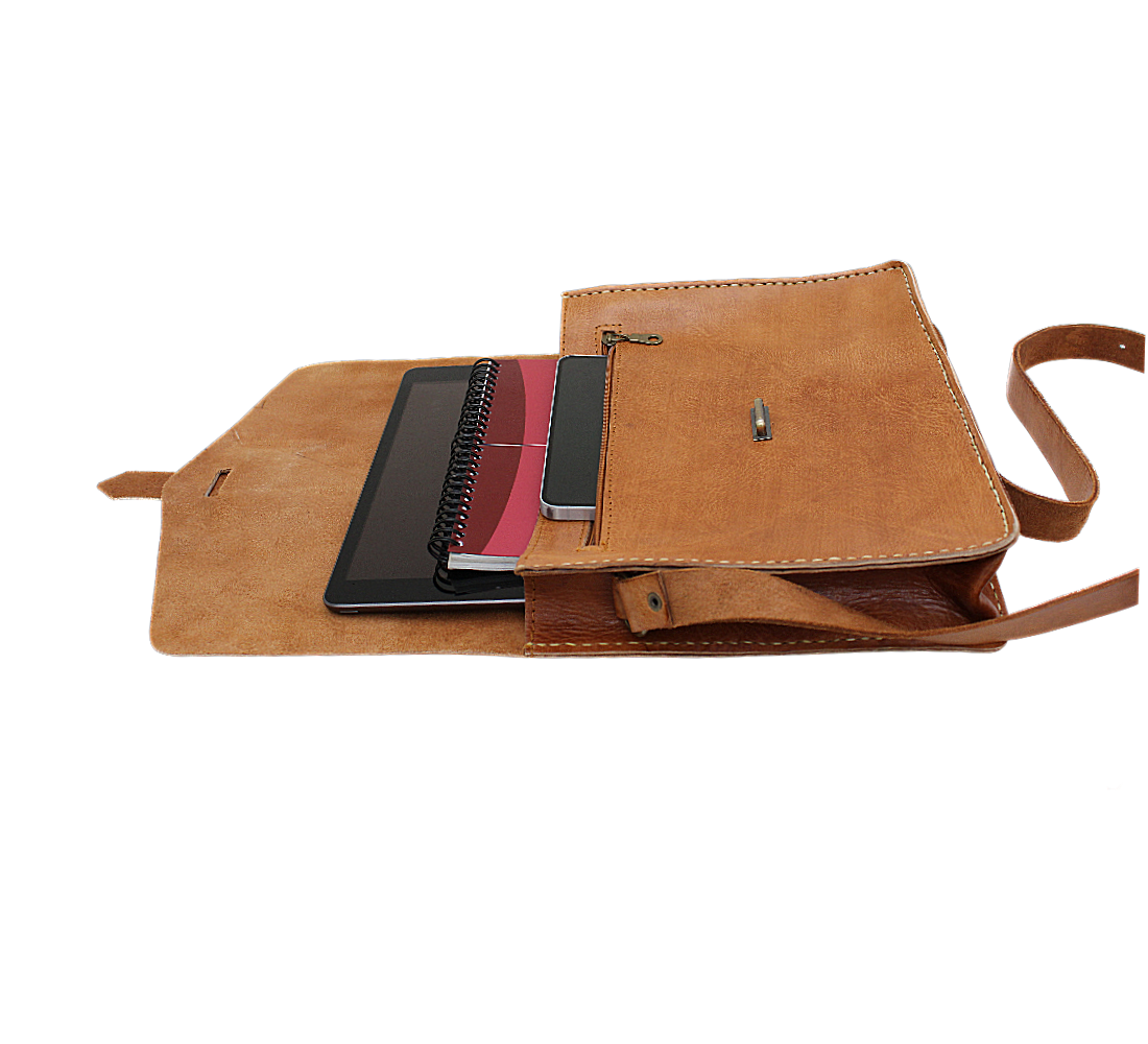 Moroccan Leather Bag Crossbody Satchel, Vintage Natural Tan Real Morocco Leather Shoulder Bag, Handmade Adjustable Strap  (MLB1)