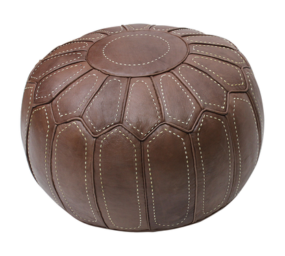 Moroccan Pouffe Pouf Ottoman Footstool in Genuine Brown Leather Cover Only or Stuffed Handmade