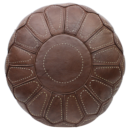 Moroccan Pouffe Pouf Ottoman Footstool in Genuine Brown Leather Cover Only or Stuffed Handmade