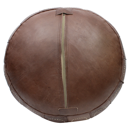 Moroccan Pouffe Pouf Ottoman Footstool in Genuine Brown Leather Cover Only or Stuffed Handmade