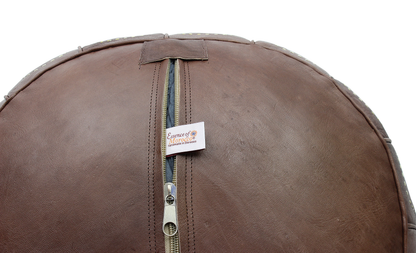 Moroccan Pouffe Pouf Ottoman Footstool in Genuine Brown Leather Cover Only or Stuffed Handmade