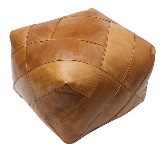 Moroccan XL Square Pouffe Pouf Footstool COVER ONLY or STUFFED Real Natural Tan Leather 60x60x45cm