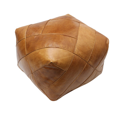 Moroccan XL Square Pouffe Pouf Footstool COVER ONLY or STUFFED Real Natural Tan Leather 60x60x45cm