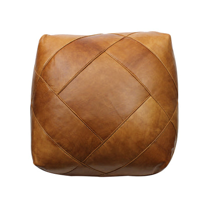 Moroccan Square Zellige Pouffe Pouf Footstool COVER ONLY or STUFFED Real Natural Tan Leather 40x40x30cm