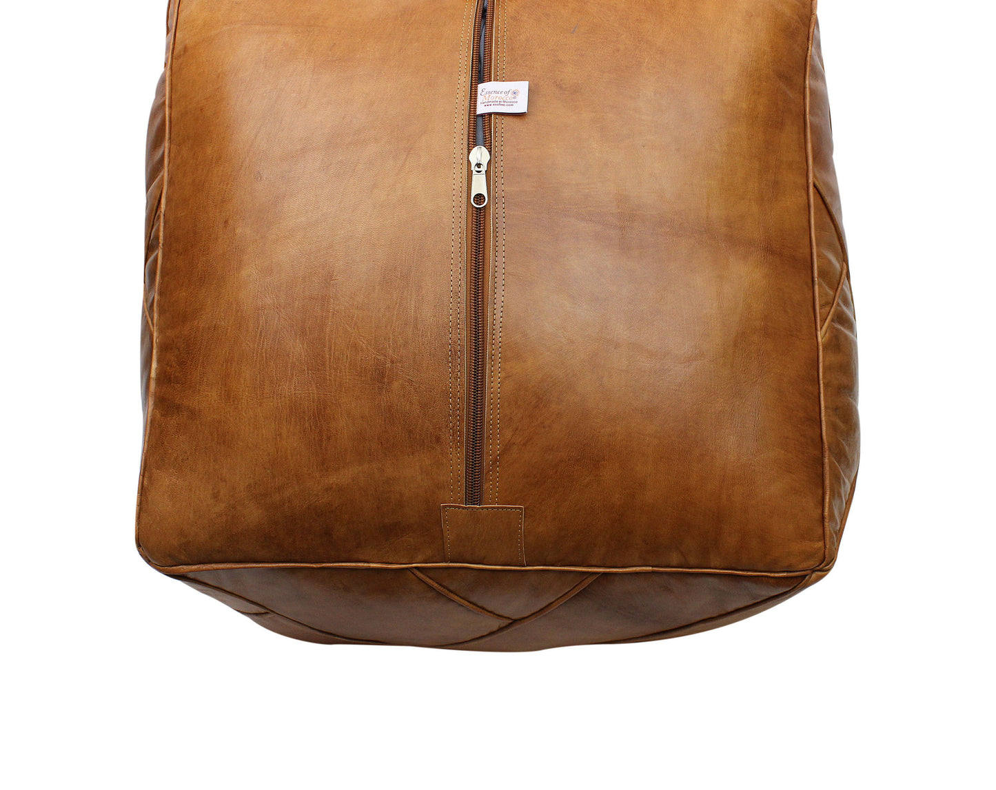 Moroccan Square Zellige Pouffe Pouf Footstool COVER ONLY or STUFFED Real Natural Tan Leather 40x40x30cm