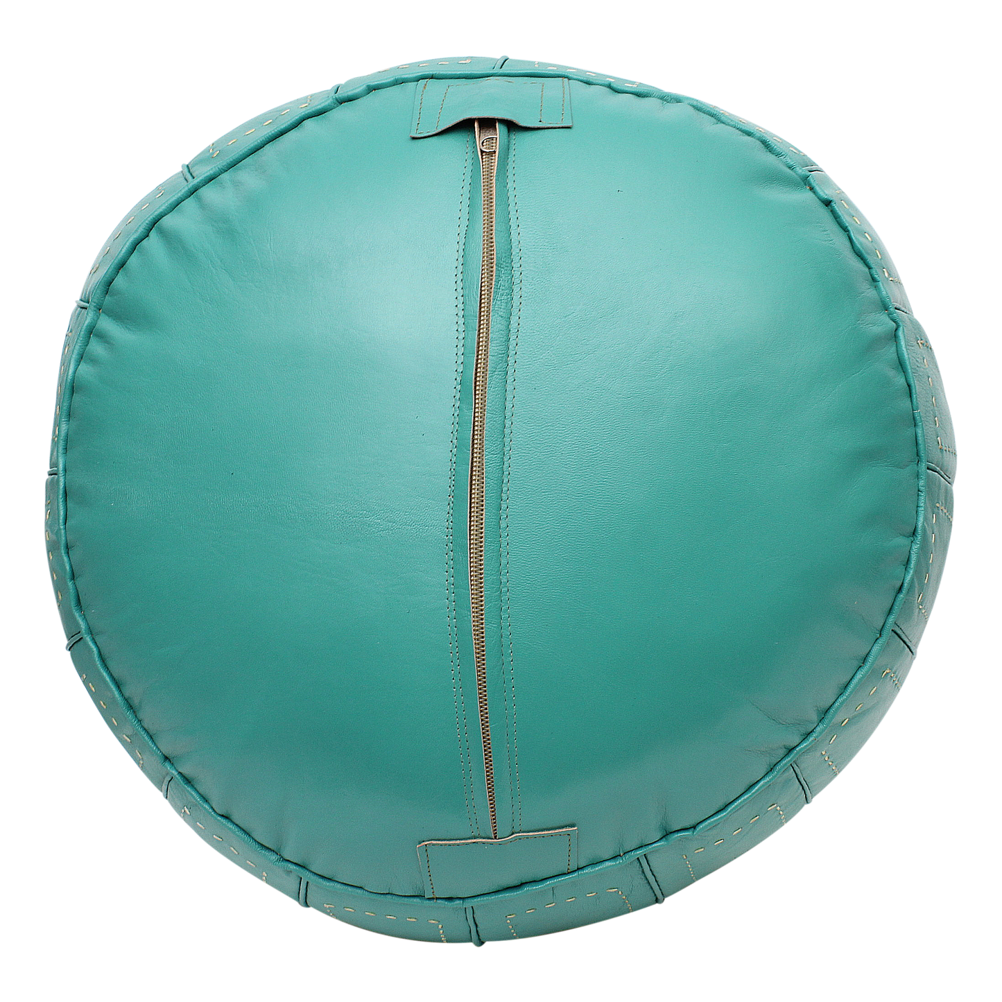 Moroccan Turquoise Blue Pouffe Pouf Ottoman Footstool in Real Leather