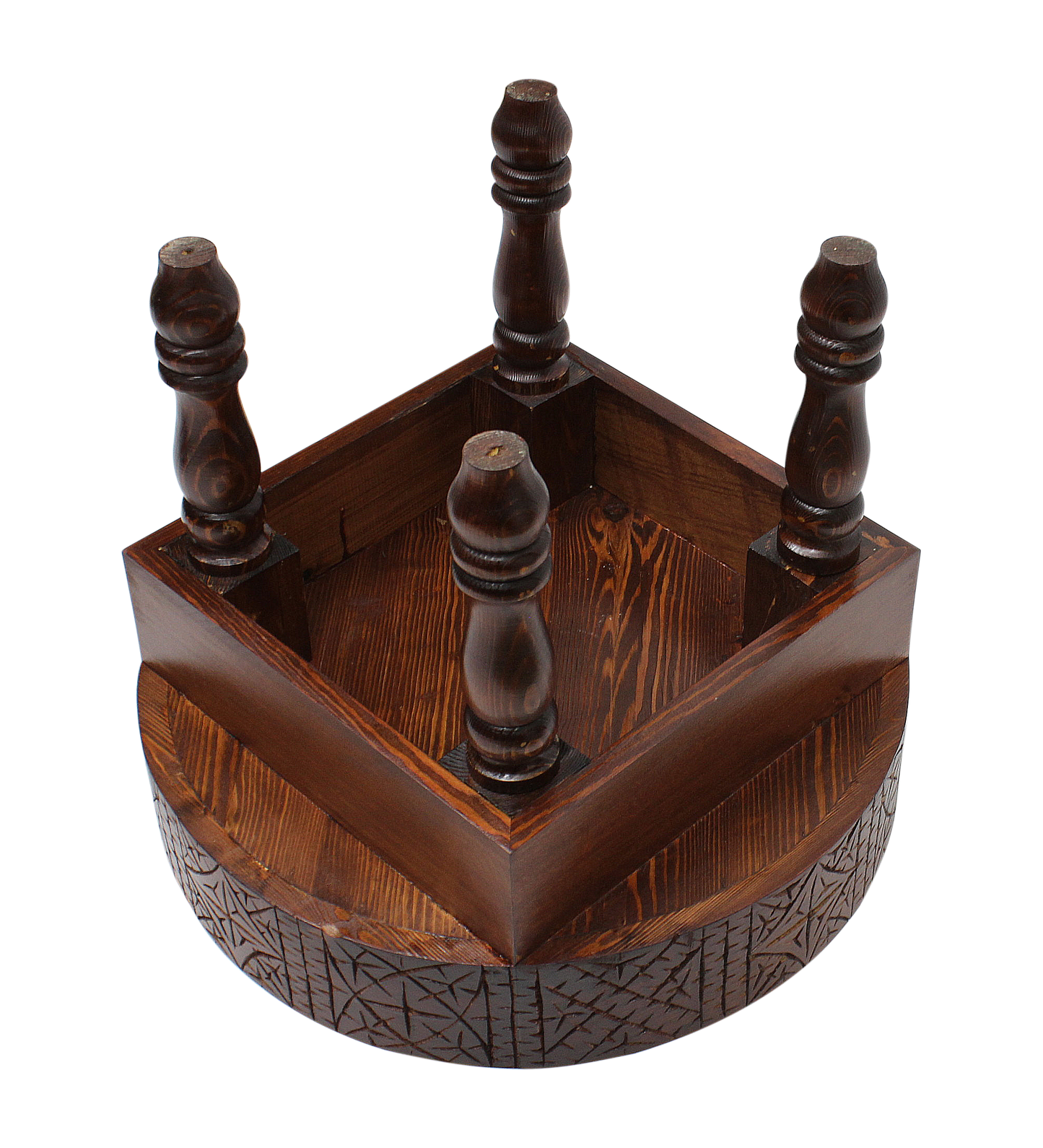 Moroccan Berber Round Table – Hand-Carved Cedar Wood, Removable Legs, 50cm / 20 in