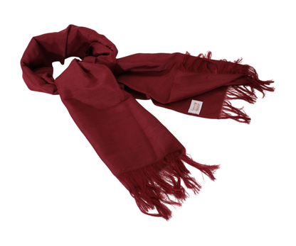 Sabra Silk Scarf – Handwoven Moroccan Shawl with Fringe – Lightweight Luxury Wrap – Burgundy Red – 180x60 cm