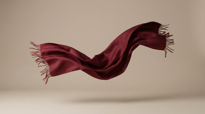 Sabra Silk Scarf – Handwoven Moroccan Shawl with Fringe – Lightweight Luxury Wrap – Burgundy Red – 180x60 cm
