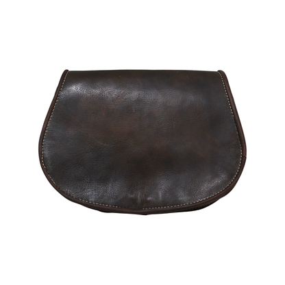 Dark Brown Leather Saddle Bag | Handmade Moroccan Crossbody Bag | Adjustable Strap | Vintage Style Cowhide (Copy)