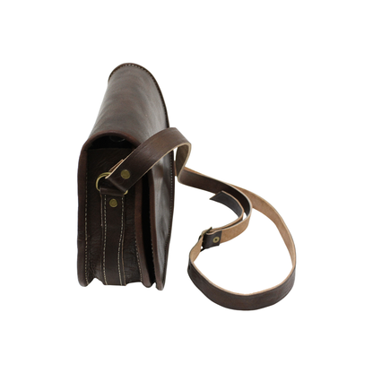 Dark Brown Leather Saddle Bag | Handmade Moroccan Crossbody Bag | Adjustable Strap | Vintage Style Cowhide (Copy)