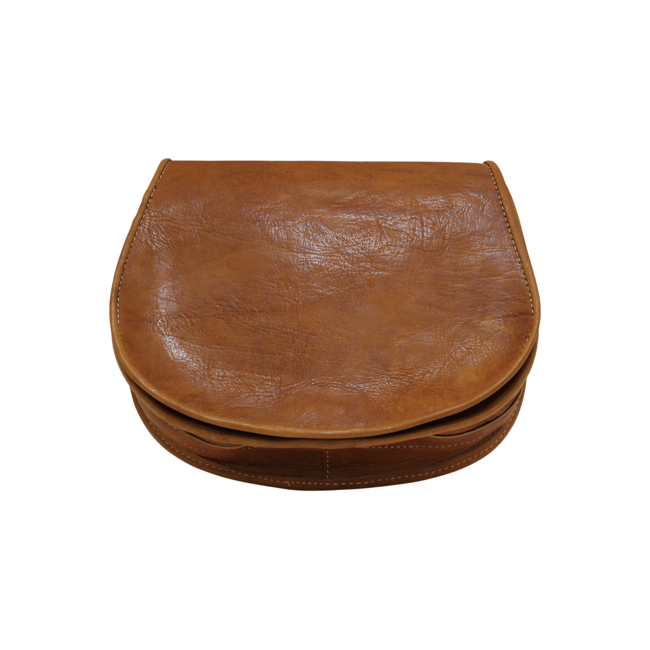 Rich Tan Leather Saddle Bag | Handmade Moroccan Crossbody Bag | Adjustable Strap | Vintage Style Cowhide