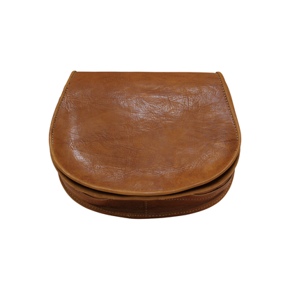 Rich Tan Leather Saddle Bag | Handmade Moroccan Crossbody Bag | Adjustable Strap | Vintage Style Cowhide