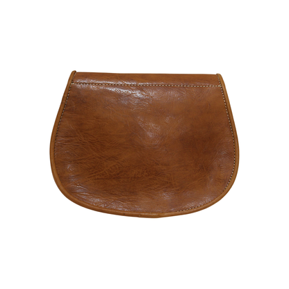 Rich Tan Leather Saddle Bag | Handmade Moroccan Crossbody Bag | Adjustable Strap | Vintage Style Cowhide