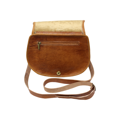 Rich Tan Leather Saddle Bag | Handmade Moroccan Crossbody Bag | Adjustable Strap | Vintage Style Cowhide