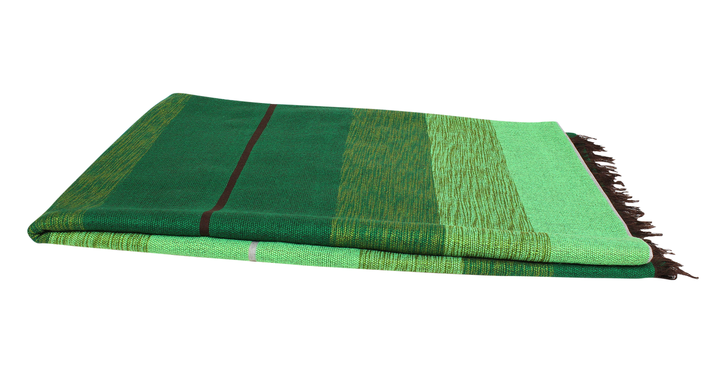 Moroccan Throw Bedspread Sofa Cover Green Handwoven Wool Sabra Silk 270 cm x 170 cm