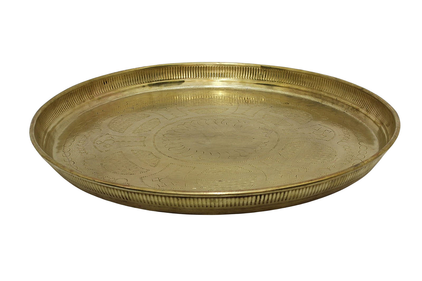 Moroccan VINTAGE BRASS TRAY Handmade Hand Engraved Large (VBT1)