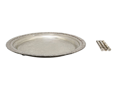 Vintage Moroccan Serving Tray Table with Removable Legs – 53 cm Silver Maillechort