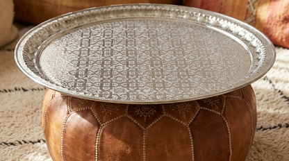 Moroccan ALUMINIUM TRAY Handmade Hand Engraved Extra Large Diameter 75 cm / 29.5 inches (ALT17)