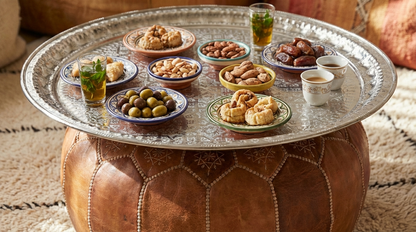 Moroccan ALUMINIUM TRAY Handmade Hand Engraved Extra Large Diameter 75 cm / 29.5 inches (ALT17)