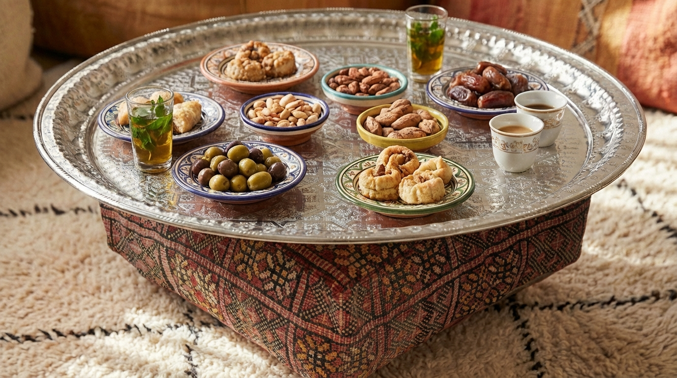Moroccan ALUMINIUM TRAY Handmade Hand Engraved Extra Large Diameter 75 cm / 29.5 inches (ALT17)