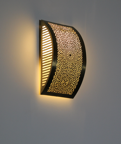 Moroccan Brass Wall Sconce Light Shade Handmade – Vintage Fes Fine Openwork Design (BS1)