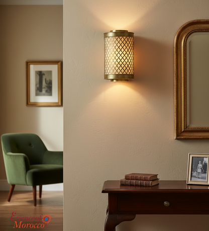Moroccan Brass Wall Sconce Light Shade Handmade – Vintage Fes Openwork Design (BS2)