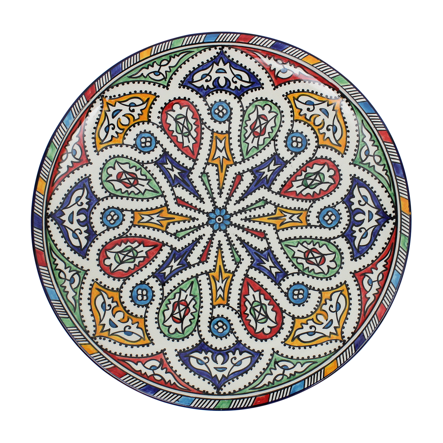 Large Moroccan Ceramic Plate / Serving Platter – Fes Multicolour – 35 cm (FP13)