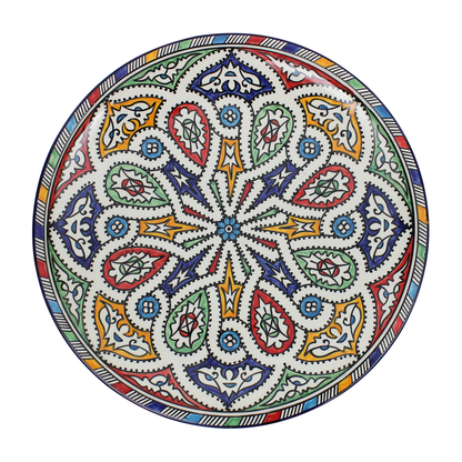 Large Moroccan Ceramic Plate / Serving Platter – Fes Multicolour – 35 cm (FP13)