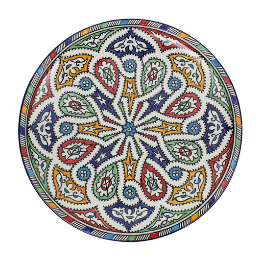 Large Moroccan Ceramic Plate / Serving Platter – Fes Multicolour – 35 cm (FP13)