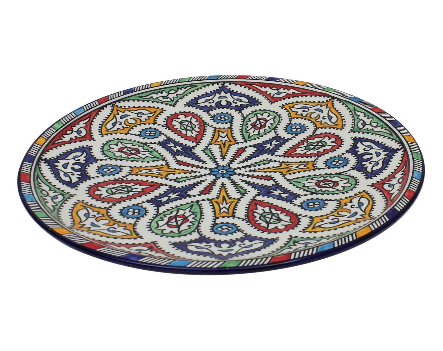 Large Moroccan Ceramic Plate / Serving Platter – Fes Multicolour – 35 cm (FP13)