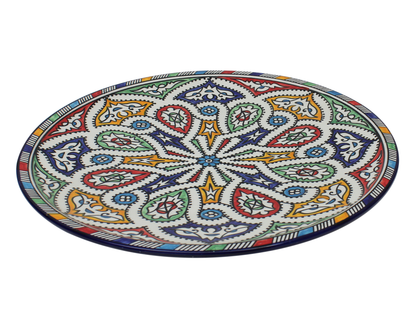Large Moroccan Ceramic Plate / Serving Platter – Fes Multicolour – 35 cm (FP13)