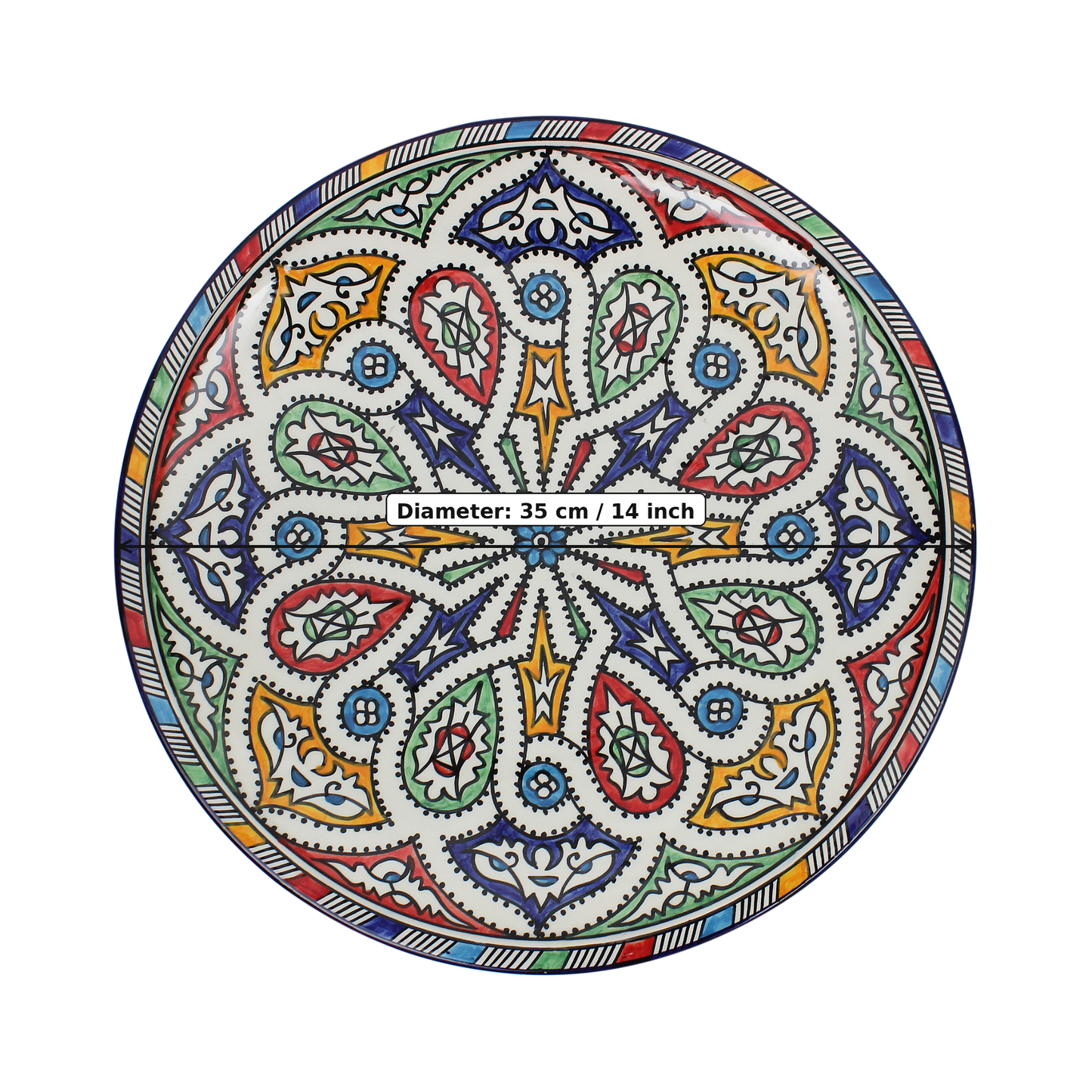 Large Moroccan Ceramic Plate / Serving Platter – Fes Multicolour – 35 cm (FP13)