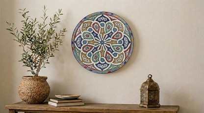 Large Moroccan Ceramic Plate / Serving Platter – Fes Multicolour – 35 cm (FP13)