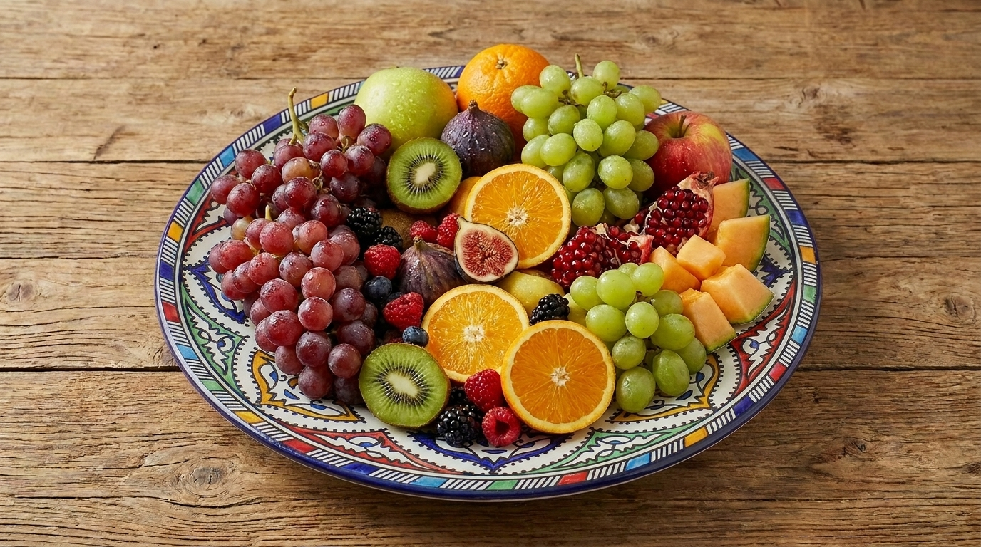 Large Moroccan Ceramic Plate / Serving Platter – Fes Multicolour – 35 cm (FP13)