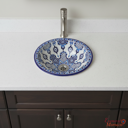Moroccan Sink Washbasin Wash Basin Ceramic Handmade Blue Free Waste (SW104)