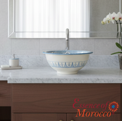 Moroccan Sink Washbasin Wash Basin Ceramic Handmade Turquoise Free Waste (SW133)