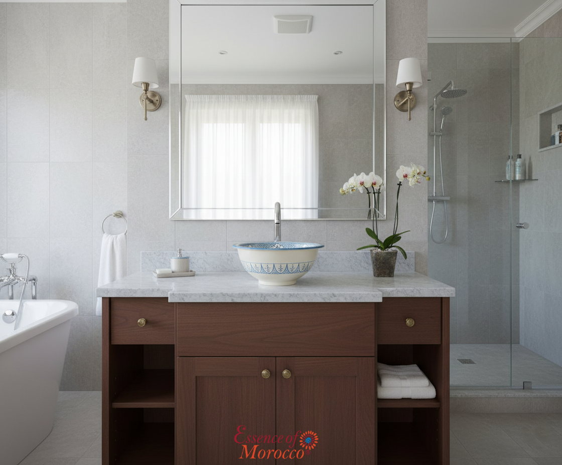 Moroccan Sink Washbasin Wash Basin Ceramic Handmade Turquoise Free Waste (SW133)