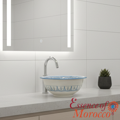 Moroccan Sink Washbasin Wash Basin Ceramic Handmade Turquoise Free Waste (SW133)