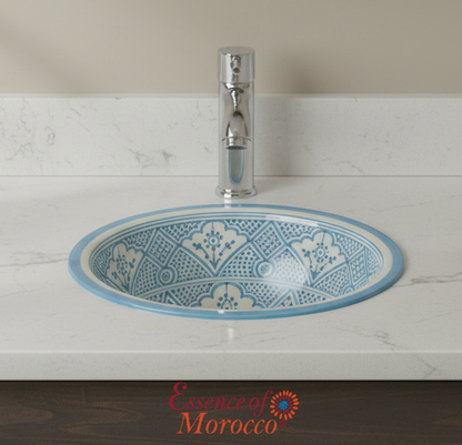 Moroccan Sink Washbasin Wash Basin Ceramic Handmade Turquoise Free Waste (SW133)