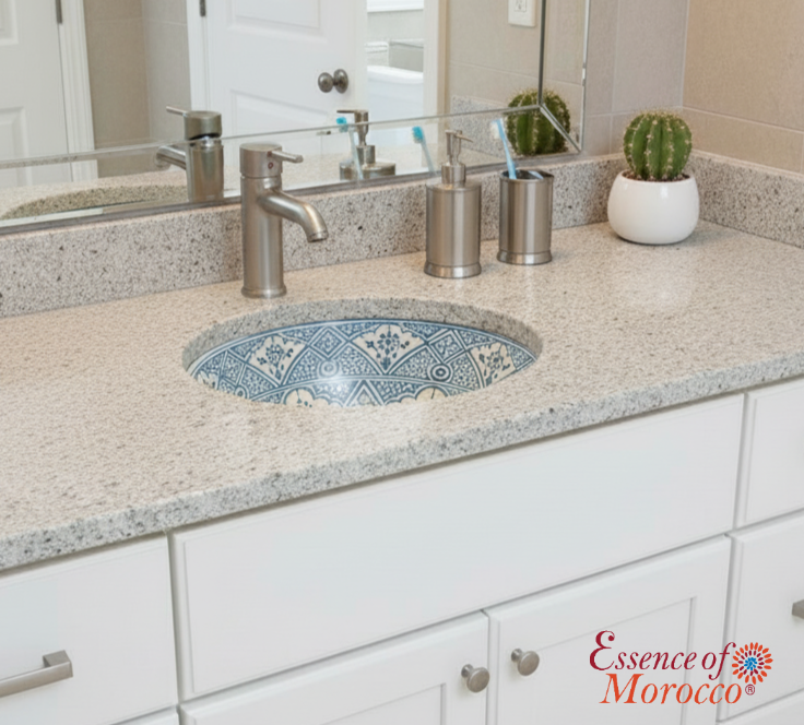 Moroccan Sink Washbasin Wash Basin Ceramic Handmade Turquoise Free Waste (SW133)