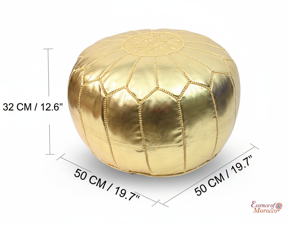 Moroccan Pouffe Pouf Ottoman Footstool GOLD Faux Leather COVER ONLY or STUFFED